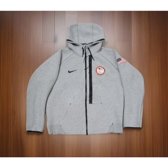 Nike Full Zip United States Paralympic Olympic Team Tech Fleece Hooded Jacket XL